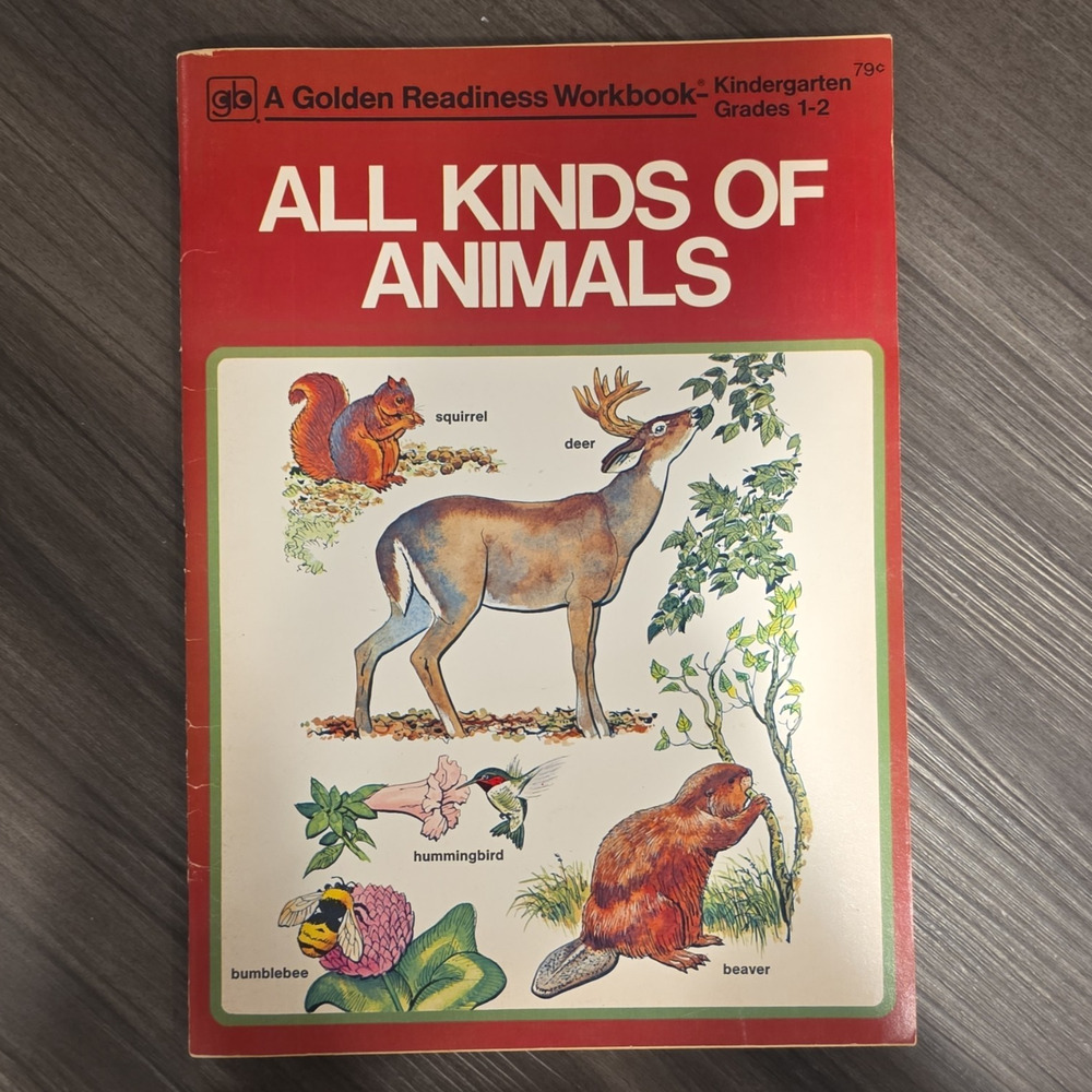 Golden Press All Kinds of Animals Readiness Workbook Holl/Ruth 1977 5th PB